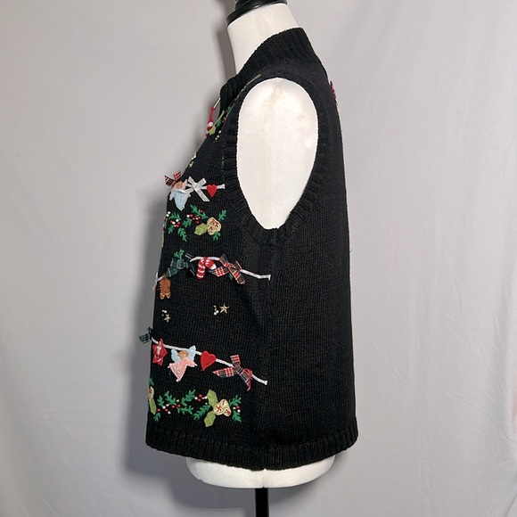 Planet & Co. Petite Knit Holiday Christmas Sweater Vest Zip Vintage Ladies Large - Picture 6 of 10